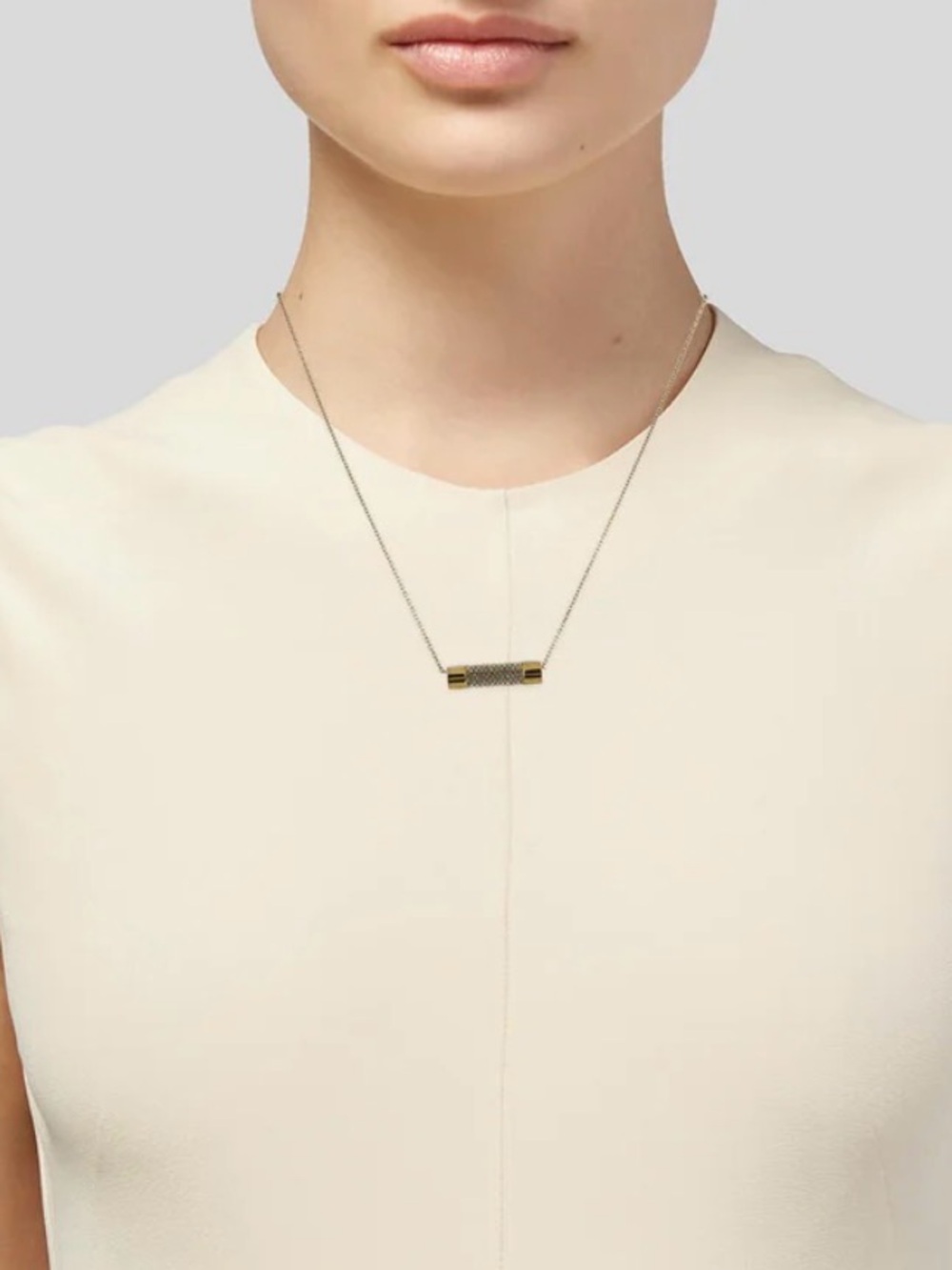 Michael Kors Gold Tone Crystal Pavé City Barrel Pendant Necklace - Picture 4 of 6